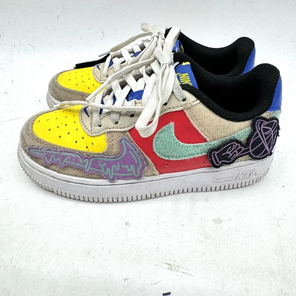 Nike Kids Force 1 Low LV8 Sandrift Track Red Size 11.5C Sporty Skater DZ2807-100